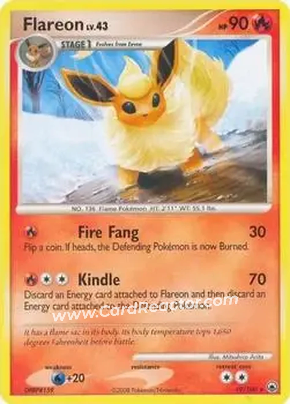 2008 Pokemon Diamond & Pearl Majestic Dawn #19/100 - Flareon - Front