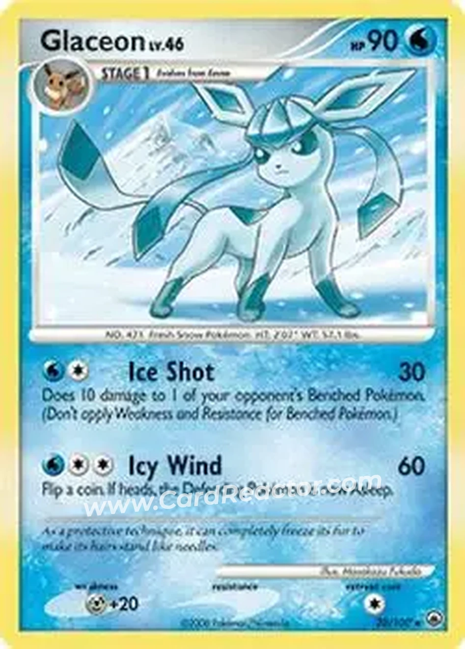 2008 Pokemon Diamond & Pearl Majestic Dawn #20/100 - Glaceon ex - Front