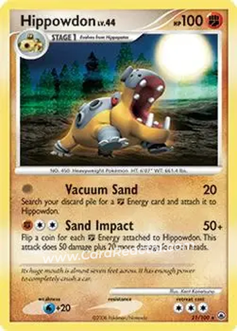2008 Pokemon Diamond & Pearl Majestic Dawn #21/100 - Hippowdon - Front