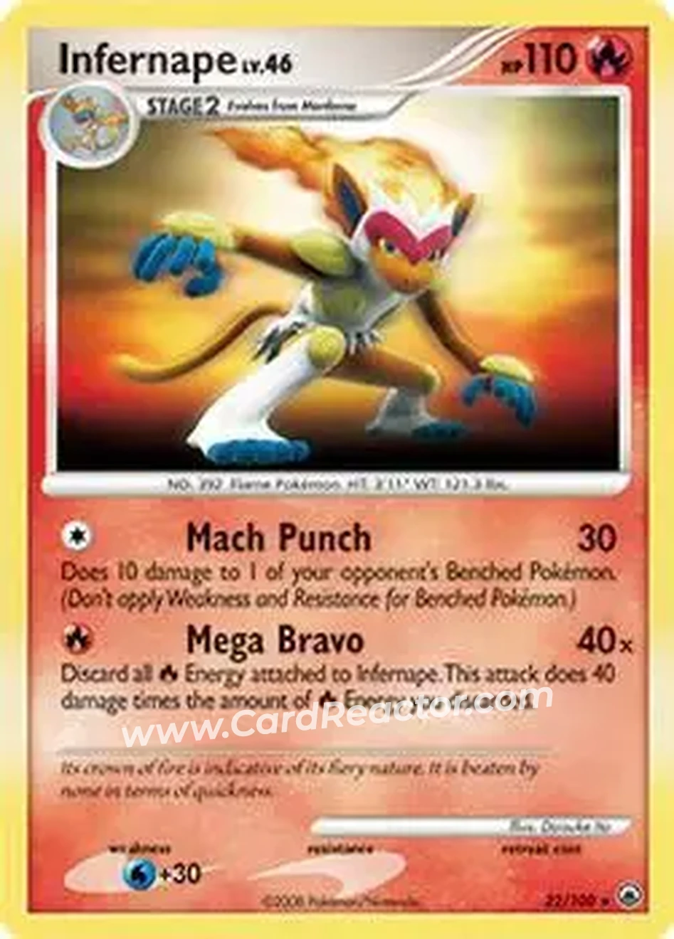 2008 Pokemon Diamond & Pearl Majestic Dawn #22/100 - Infernape - Front
