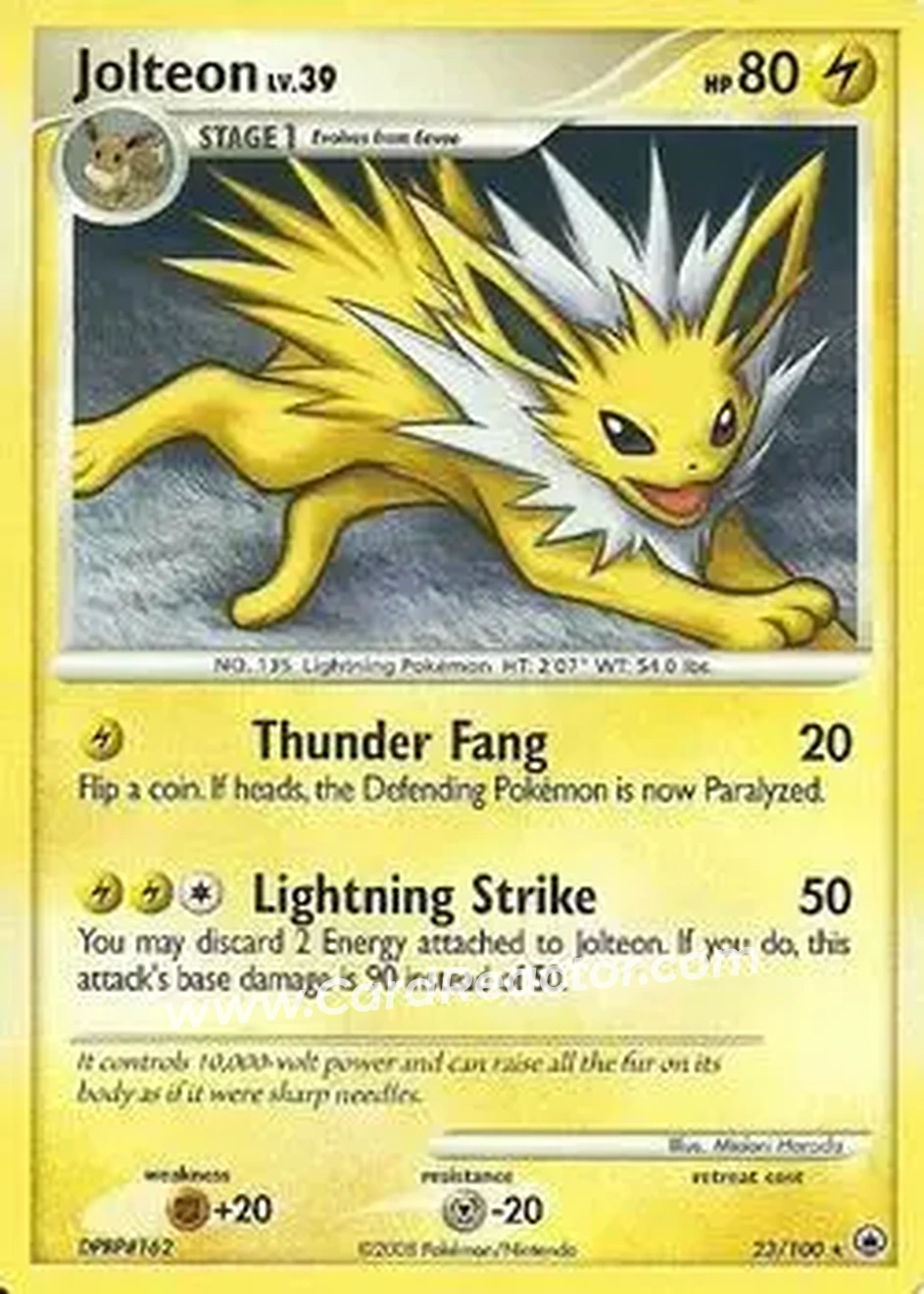 2008 Pokemon Diamond & Pearl Majestic Dawn #23/100 - Jolteon - Front