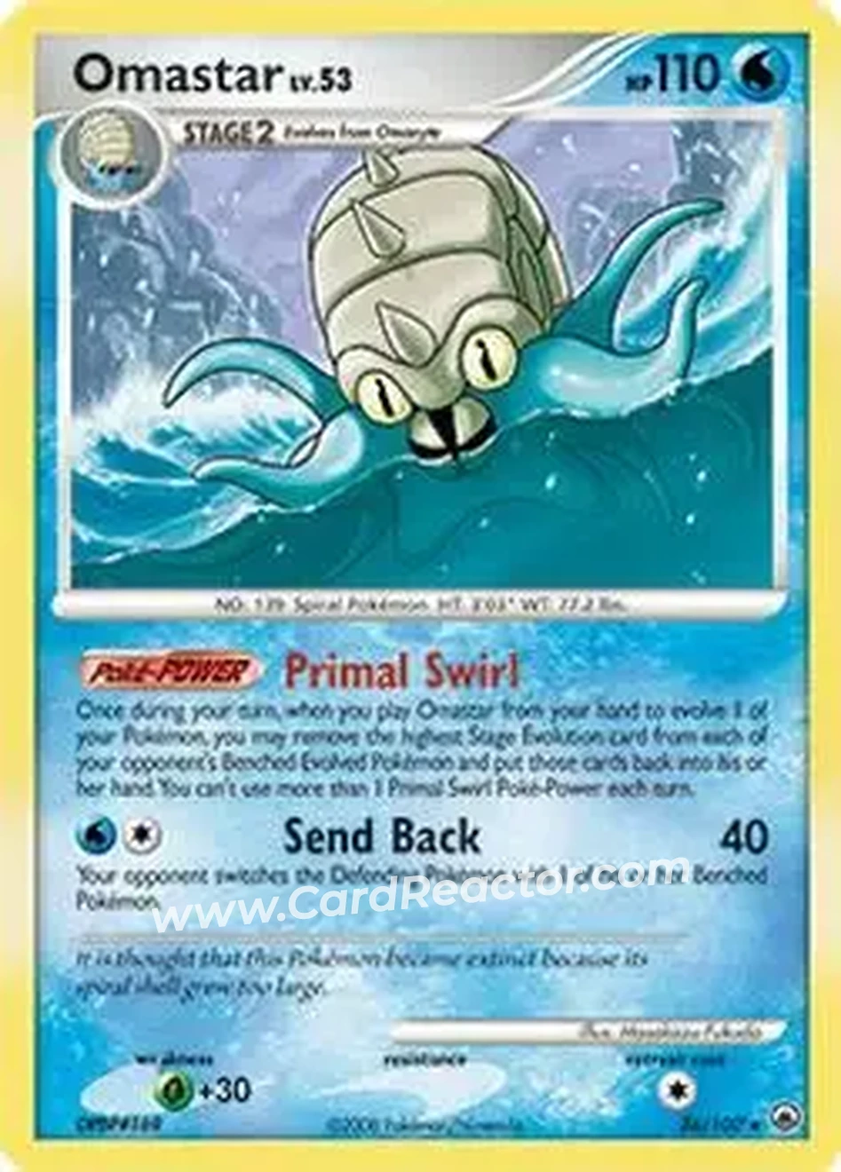 2008 Pokemon Diamond & Pearl Majestic Dawn #26/100 - Omastar - Front