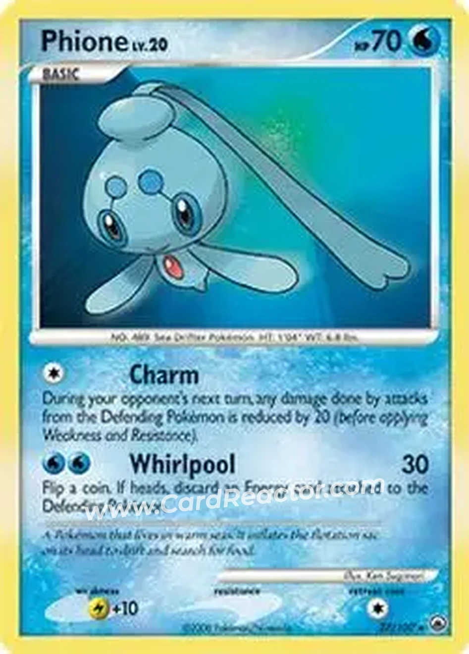 2008 Pokemon Diamond & Pearl Majestic Dawn #27/100 - Phione - Front