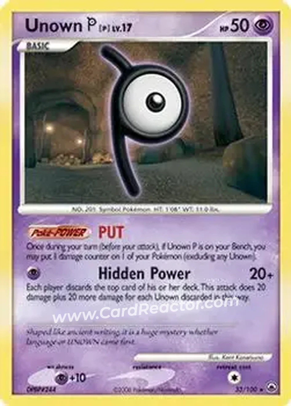2008 Pokemon Diamond & Pearl Majestic Dawn #33/100 - Unown - Front