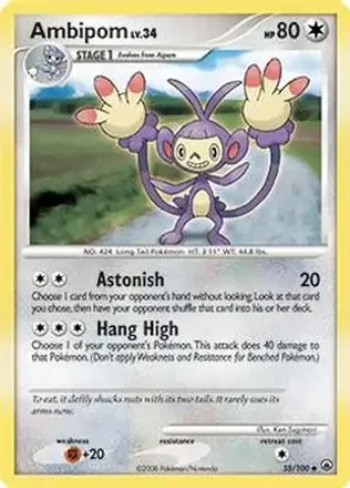 2008 Pokemon Diamond & Pearl Majestic Dawn #35/100 - Ambipom