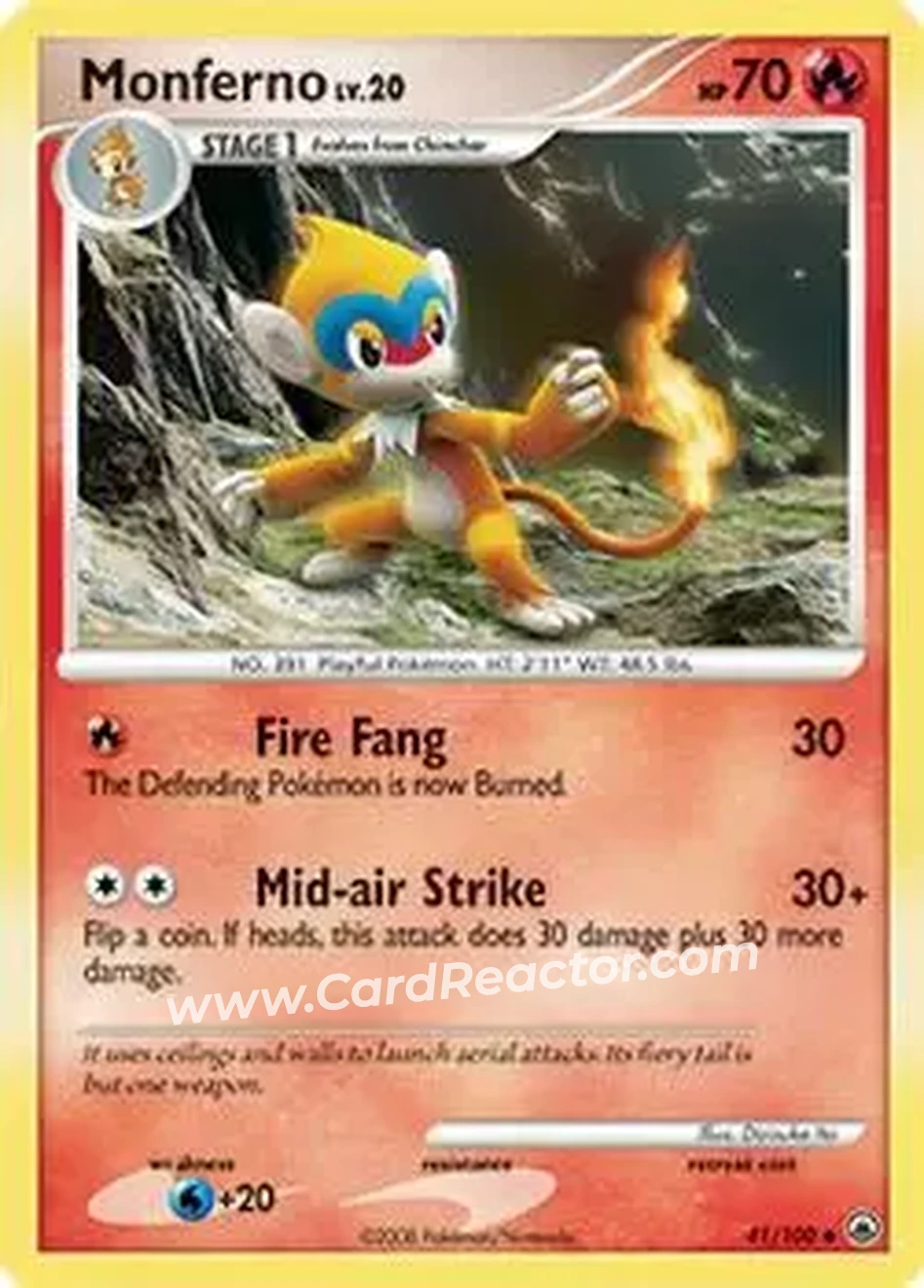 2008 Pokemon Diamond & Pearl Majestic Dawn #41/100 - Monferno - Front