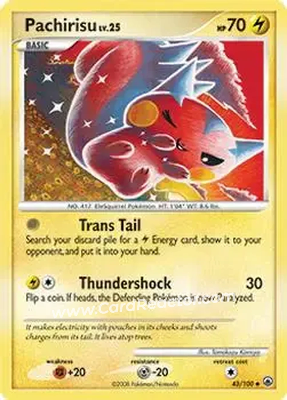 2008 Pokemon Diamond & Pearl Majestic Dawn #43/100 - Pachirisu - Front