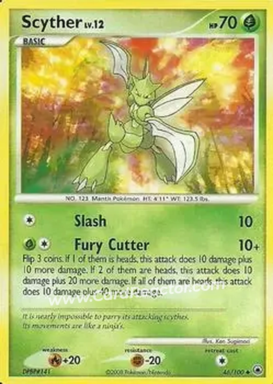 2008 Pokemon Diamond & Pearl Majestic Dawn #46/100 - Scyther - Front