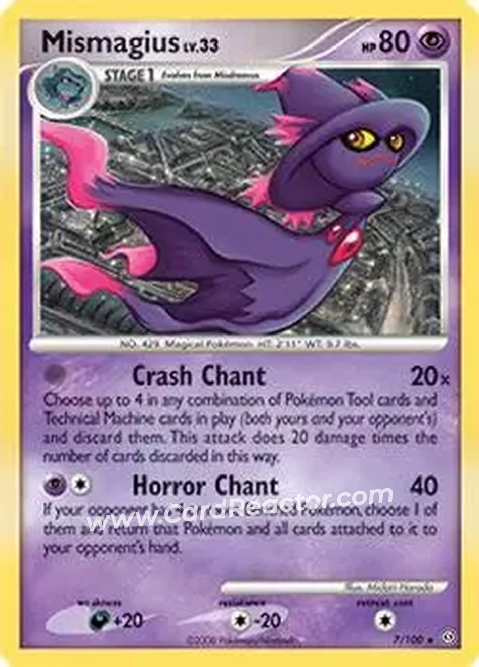 2008 Pokemon Diamond & Pearl Stormfront #7/100 - Mismagius ex - Front