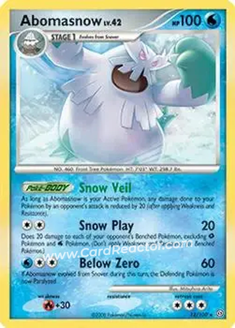 2008 Pokemon Diamond & Pearl Stormfront #12/100 - ユキノオー - Front