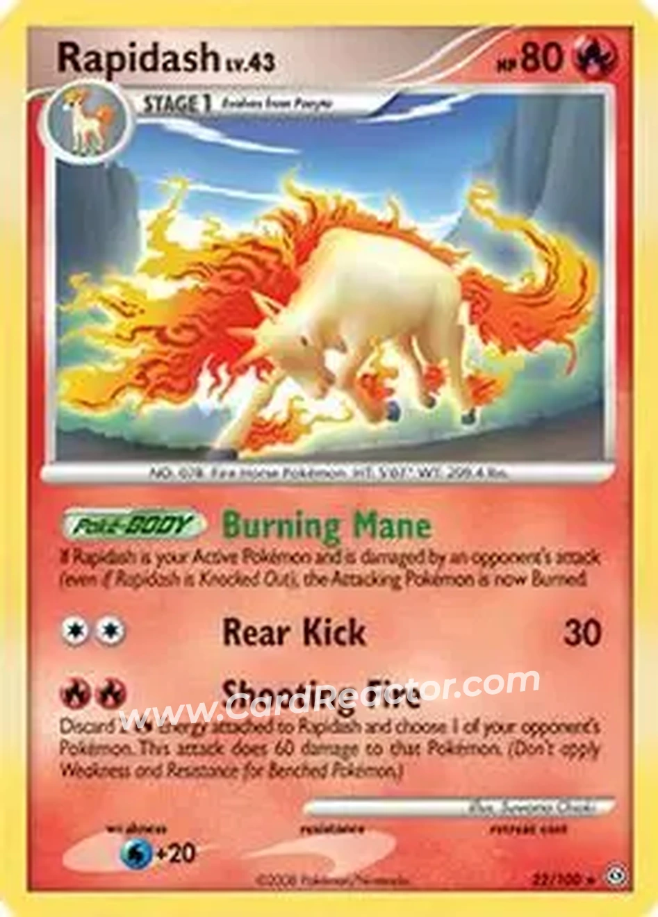 2008 Pokemon Diamond & Pearl Stormfront #22/100 - Rapidash - Front