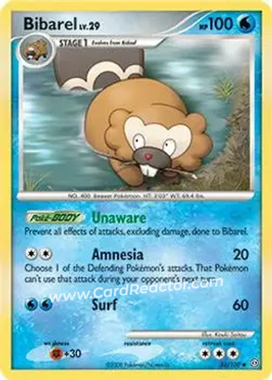 2008 Pokemon Diamond & Pearl Stormfront #32/100 - Bibarel - Front
