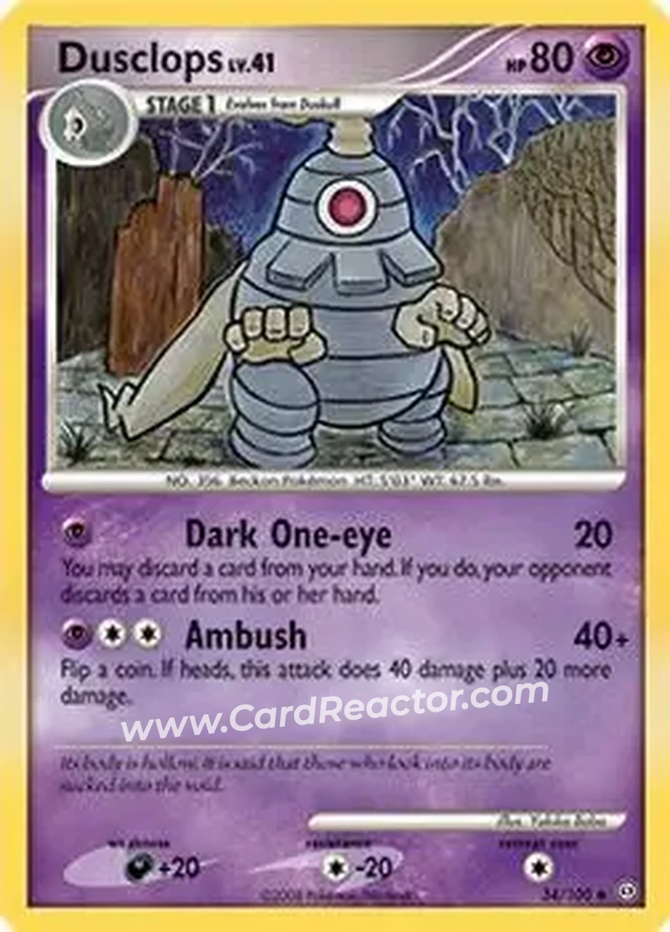 2008 Pokemon Diamond & Pearl Stormfront #34/100 - Dusclops - Front