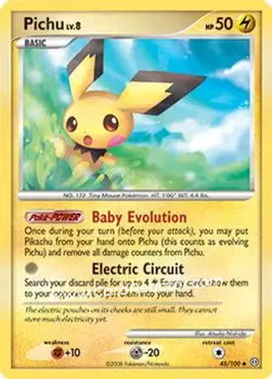 2008 Pokemon Diamond & Pearl Stormfront #45/100 - Ethan's Pichu - Front
