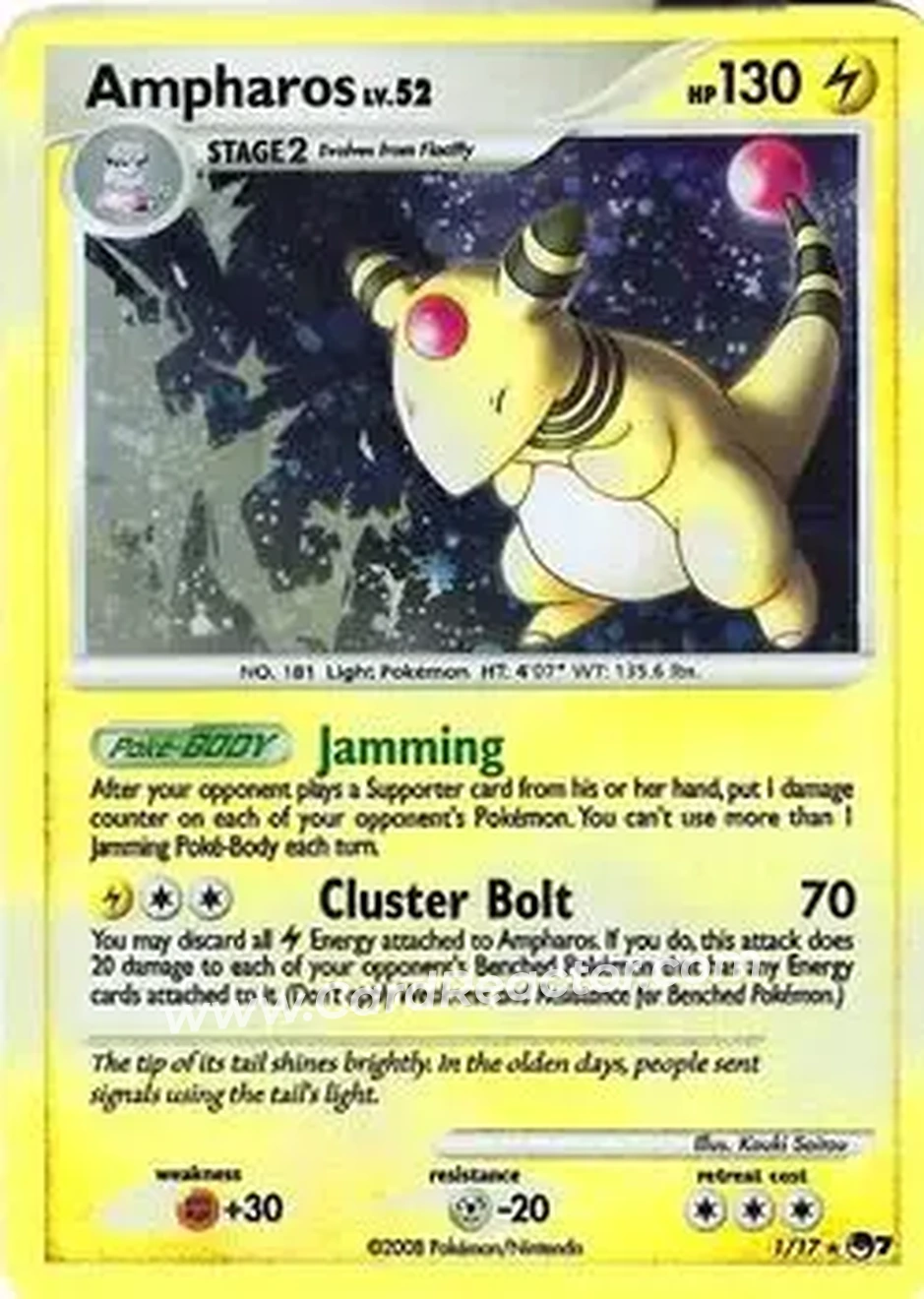 2008 Pokemon Organized Play Series 7 - Holo #1/17 - Ampharos - Front