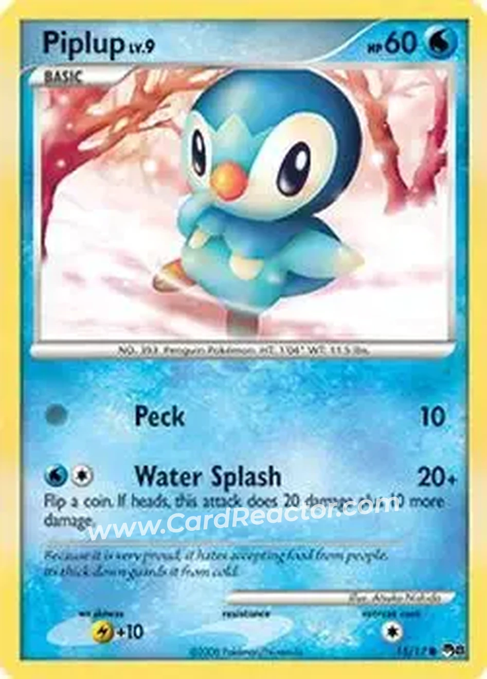 2008 Pokemon Organized Play Series 8 #15/17 - Piplup - Front
