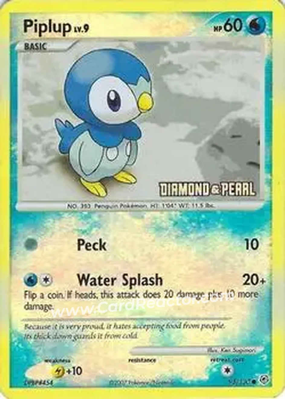 2008 Pokémon Burger King Promos #93/130 - Piplup - Front