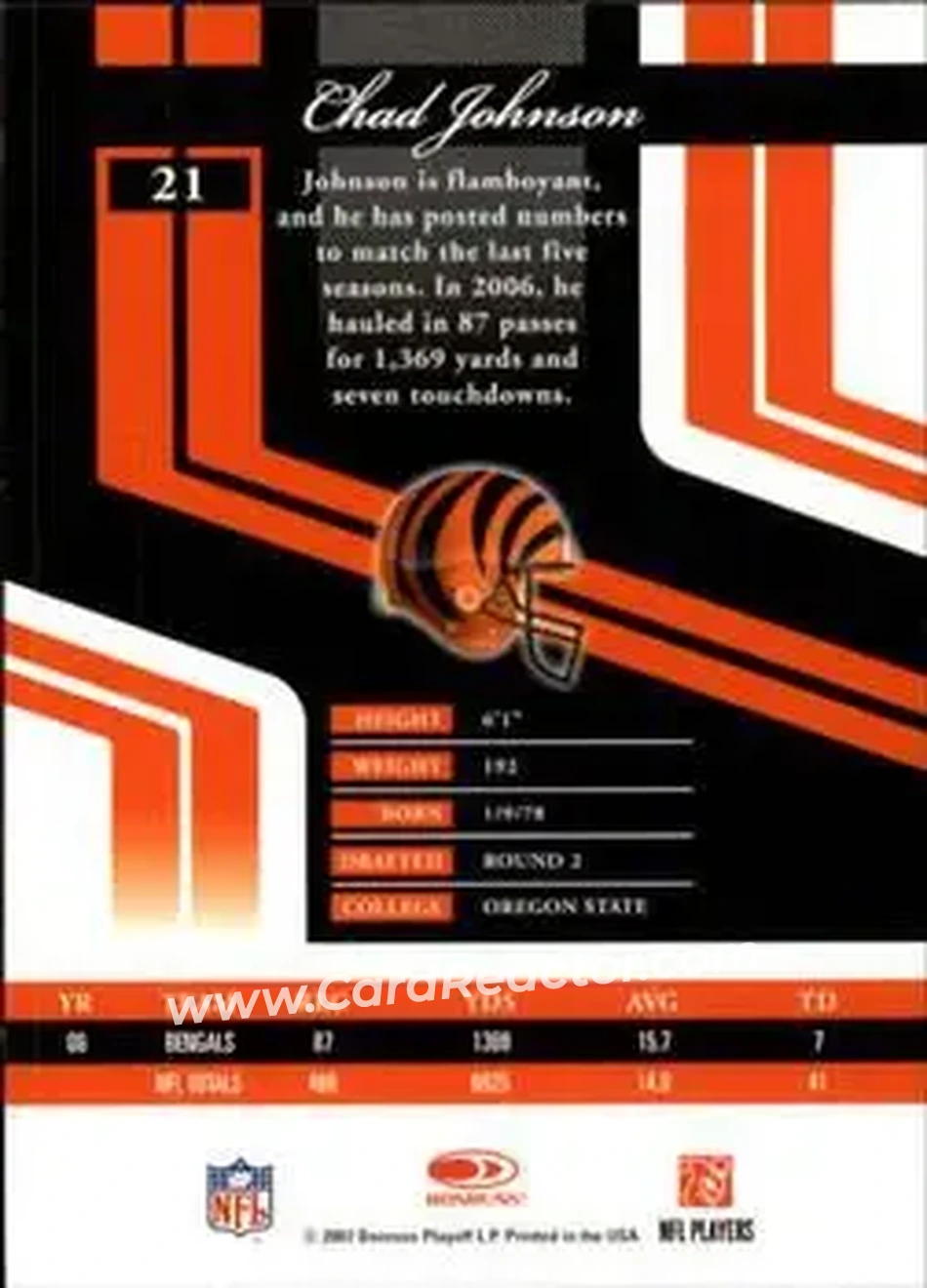 2007 Donruss Elite #21 - Chad Ochocinco - Cincinnati Bengals - Back