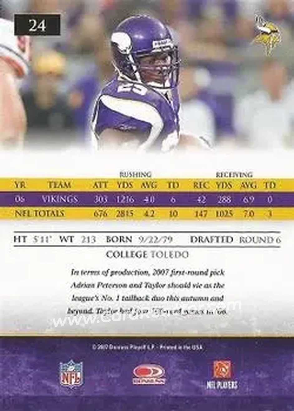 2007 Donruss Gridiron Gear #24 - Chester Taylor - Minnesota Vikings - Back
