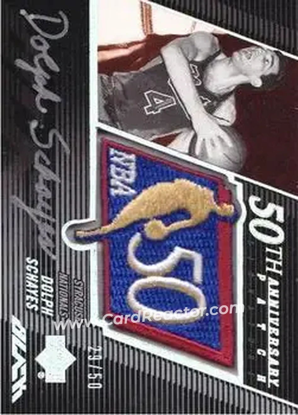 2007-08 UD Black - 50th Anniversary Autographs #50AU-DS - Dolph Schayes - Syracuse Nationals - Front