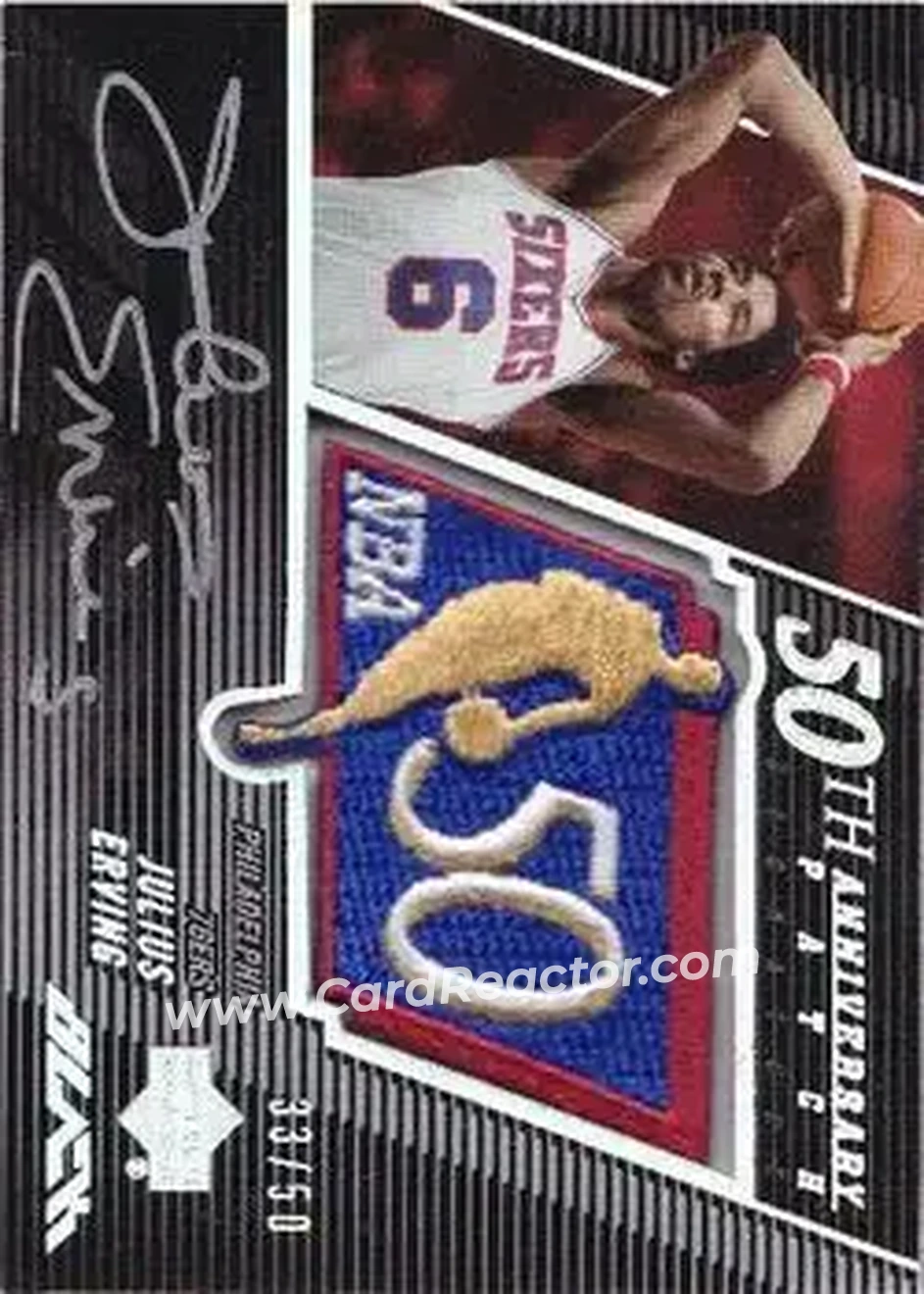 2007-08 UD Black - 50th Anniversary Autographs #50AU-JE - Julius Erving - Philadelphia 76ers - Front