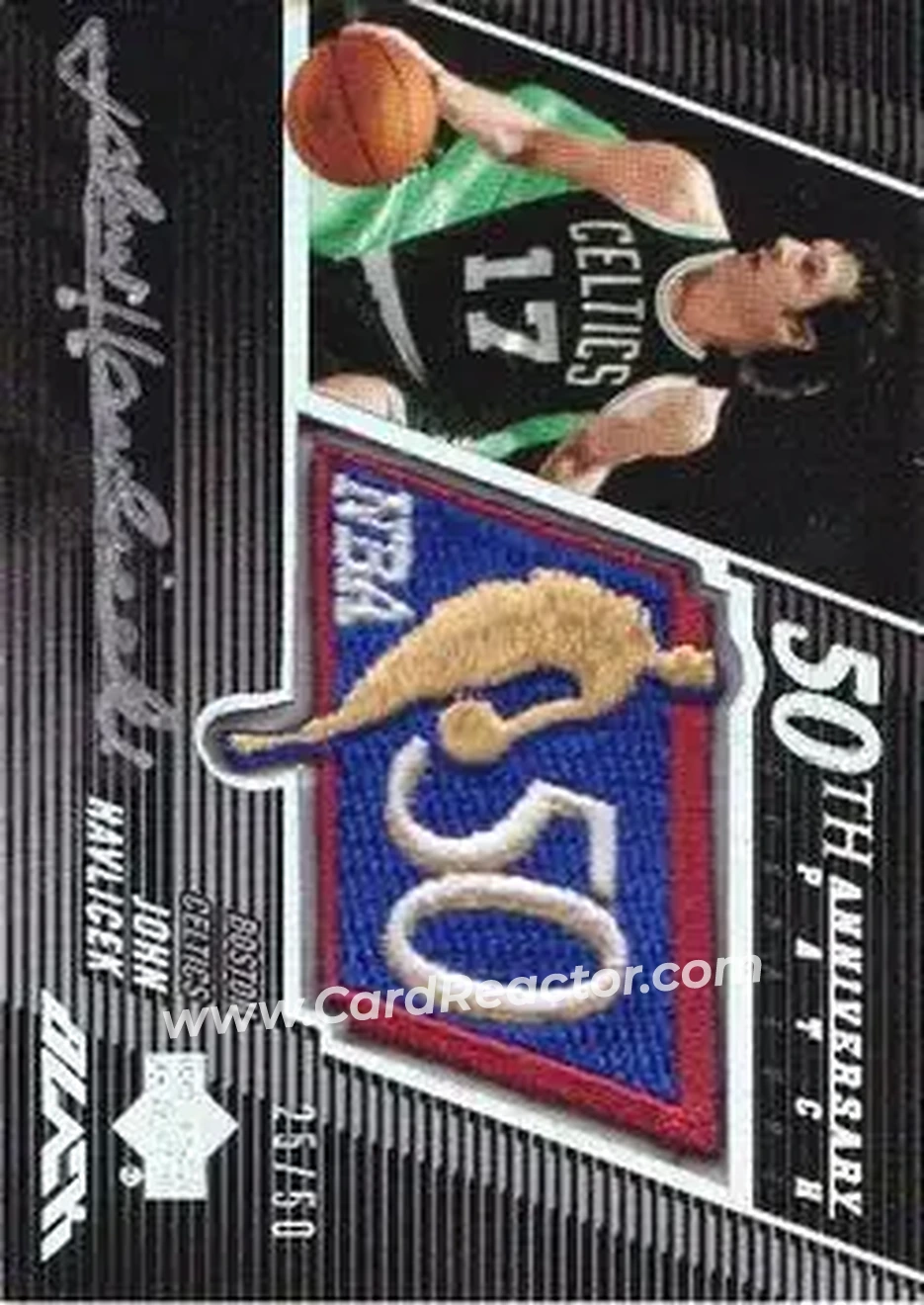 2007-08 UD Black - 50th Anniversary Autographs #50AU-JH - John Havlicek - Boston Celtics - Front 2007-08 UD Black - 50th Anniversary Autographs #50AU-JH - John Havlicek - Boston Celtics - Front