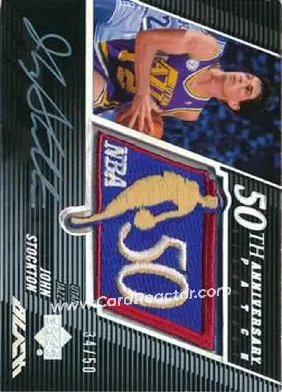 2007-08 UD Black - 50th Anniversary Autographs #50AU-JS - John Stockton - Utah Jazz - Front