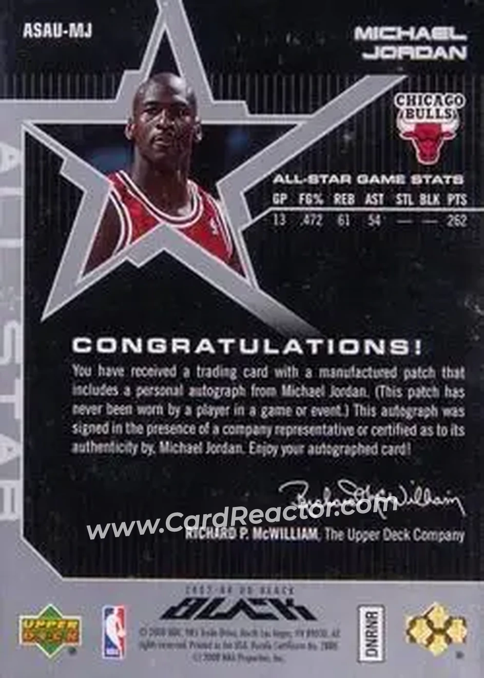 2007-08 UD Black - All-Star Autographs #ASAU-MJ - Michael Jordan - Chicago Bulls - Back 2007-08 UD Black - All-Star Autographs #ASAU-MJ - Michael Jordan - Chicago Bulls - Back
