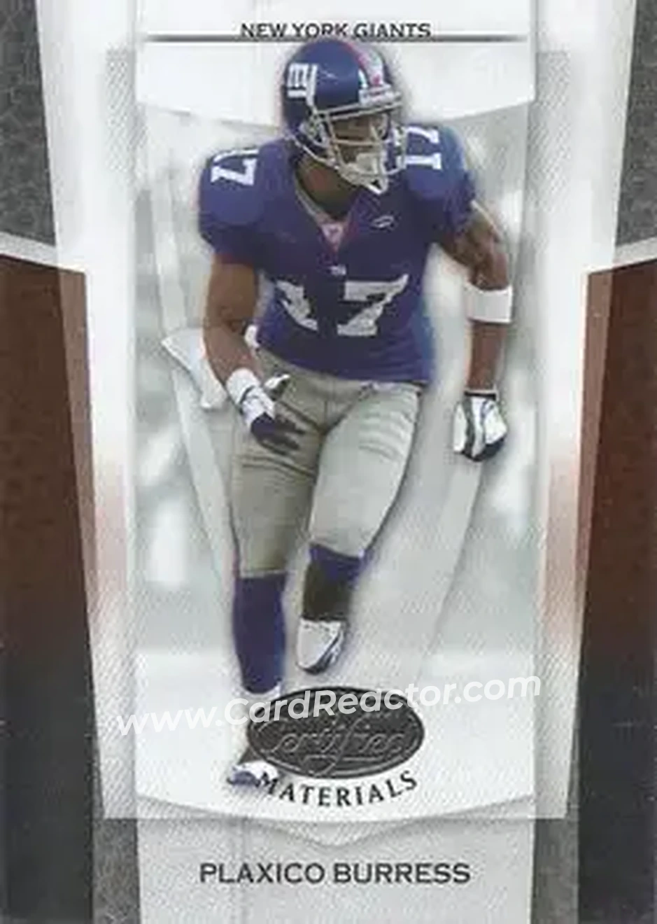 2007 Leaf Certified Materials #8 - Plaxico Burress - New York Giants - Front 2007 Leaf Certified Materials #8 - Plaxico Burress - New York Giants - Front