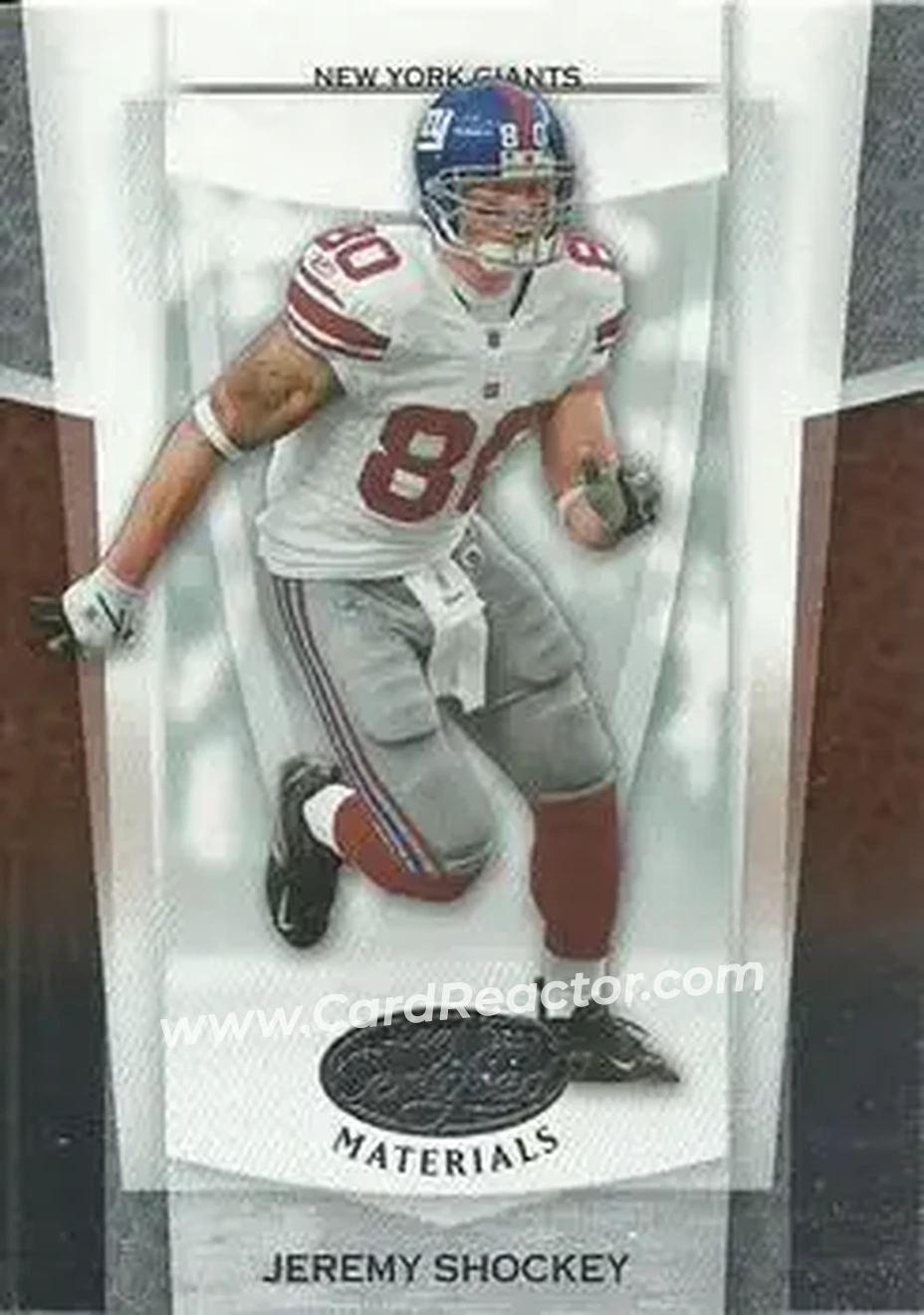 2007 Leaf Certified Materials #9 - Jeremy Shockey - New York Giants - Front 2007 Leaf Certified Materials #9 - Jeremy Shockey - New York Giants - Front