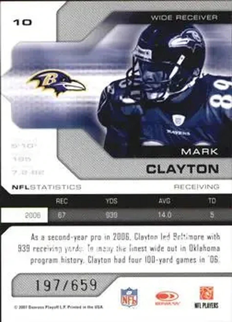 2007 Leaf Limited #10 - Mark Clayton - Baltimore Ravens - Back