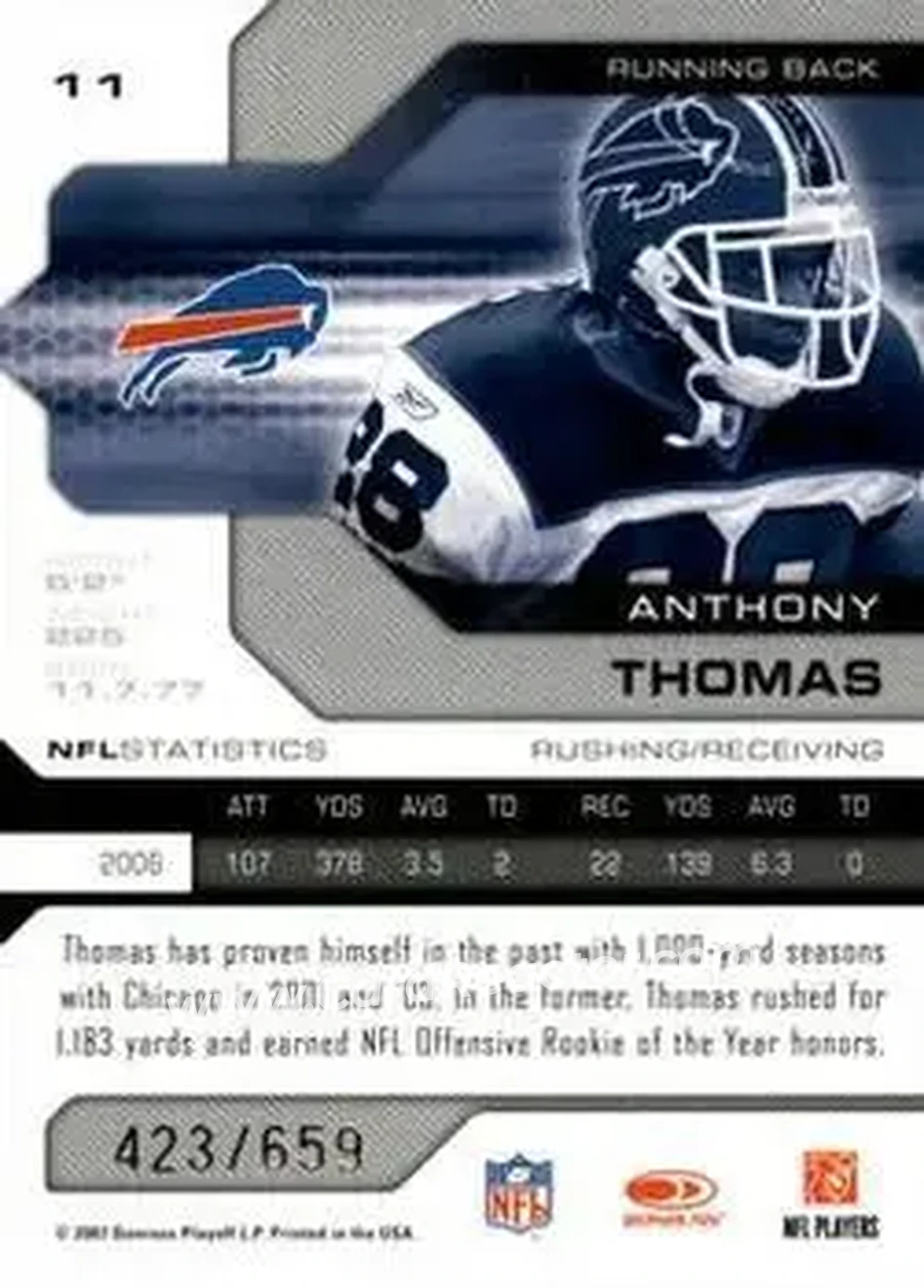 2007 Leaf Limited #11 - Anthony Thomas - Buffalo Bills - Back