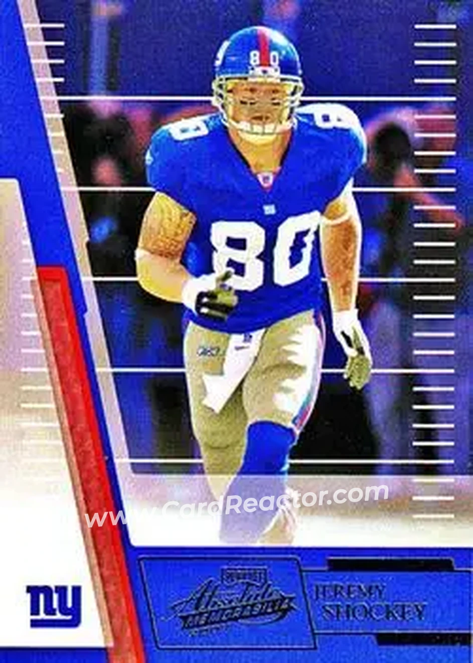2007 Playoff Absolute Memorabilia #9 - Jeremy Shockey - New York Giants - Front 2007 Playoff Absolute Memorabilia #9 - Jeremy Shockey - New York Giants - Front