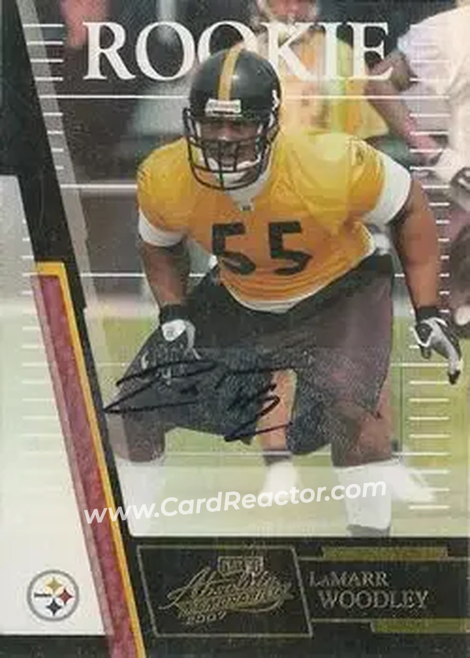 2007 Playoff Absolute Memorabilia #233 - LaMarr Woodley - Pittsburgh Steelers - Front 2007 Playoff Absolute Memorabilia #233 - LaMarr Woodley - Pittsburgh Steelers - Front