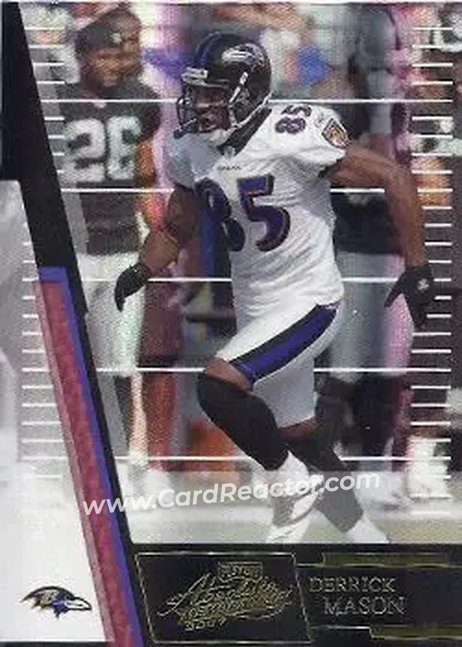 2007 Playoff Absolute Memorabilia #99 - Derrick Mason - Baltimore Ravens - Front 2007 Playoff Absolute Memorabilia #99 - Derrick Mason - Baltimore Ravens - Front