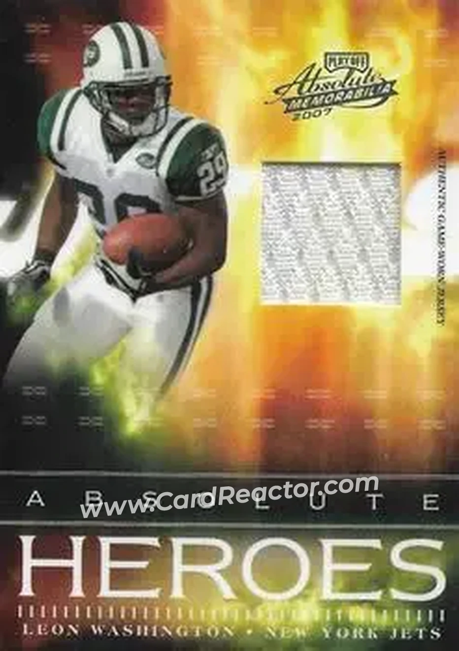 2007 Playoff Absolute Memorabilia - Absolute Heroes Materials #AH-2 - Leon Washington - New York Jets - Front