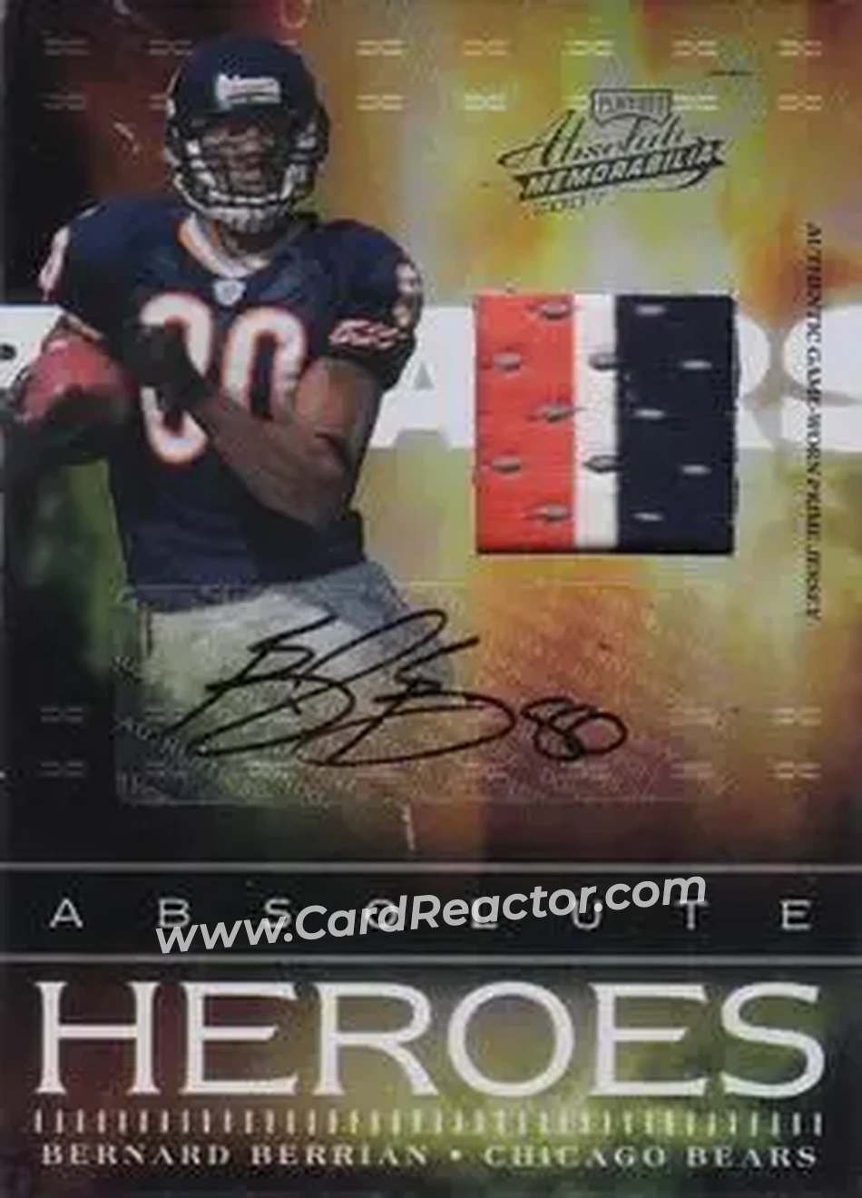 2007 Playoff Absolute Memorabilia - Absolute Heroes Materials Autographs Prime #AH-9 - Bernard Berrian - Chicago Bears - Front