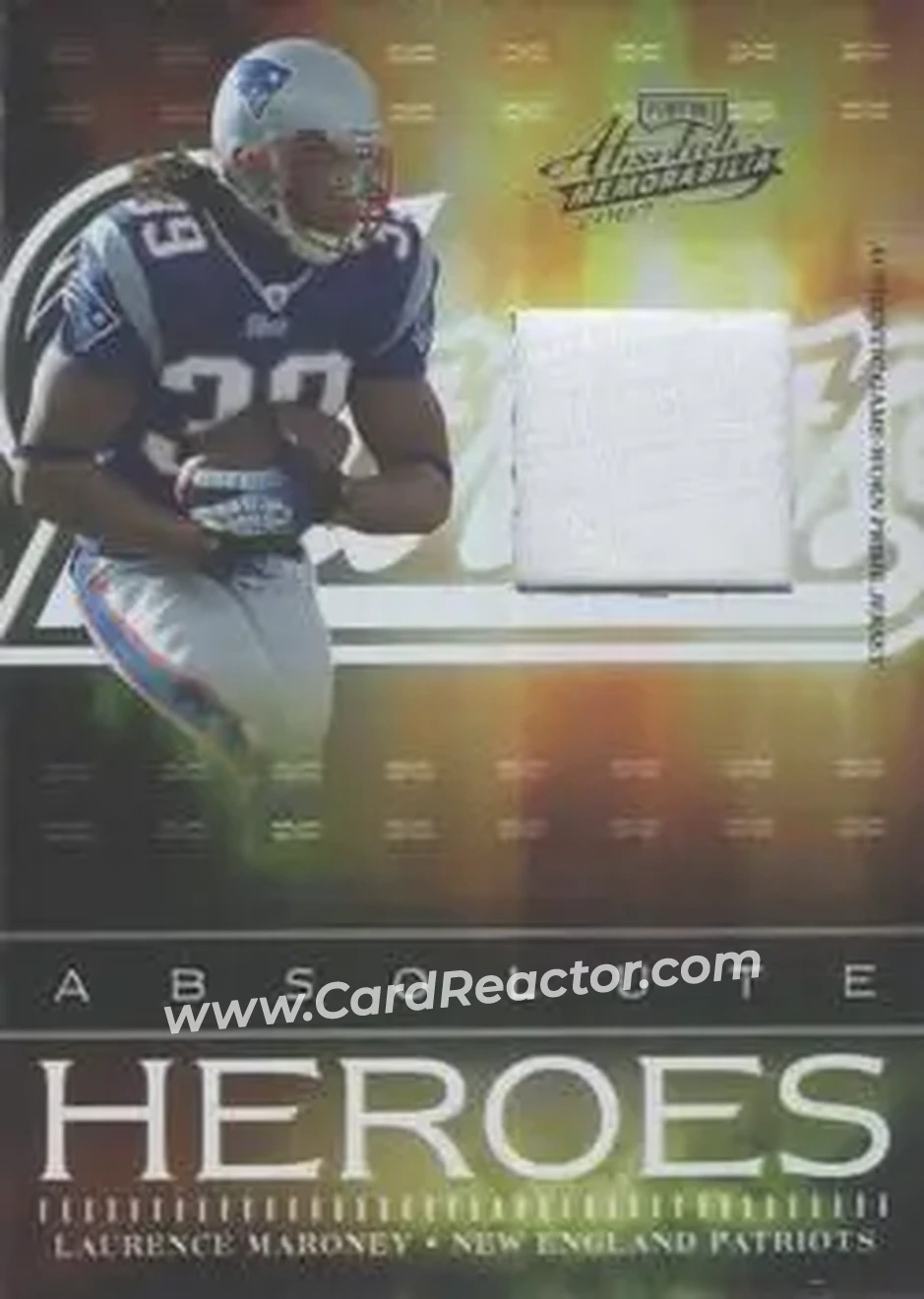 2007 Playoff Absolute Memorabilia - Absolute Heroes Materials Prime #AH-1 - Laurence Maroney - New England Patriots - Front