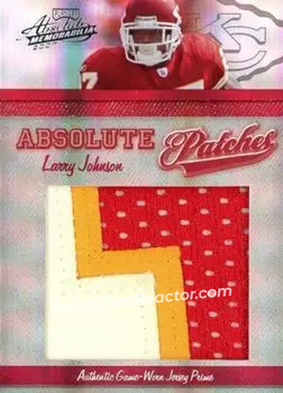 2007 Playoff Absolute Memorabilia - Absolute Patches Prime #AP-13 - Larry Johnson - Kansas City Chiefs - Front 2007 Playoff Absolute Memorabilia - Absolute Patches Prime #AP-13 - Larry Johnson - Kansas City Chiefs - Front