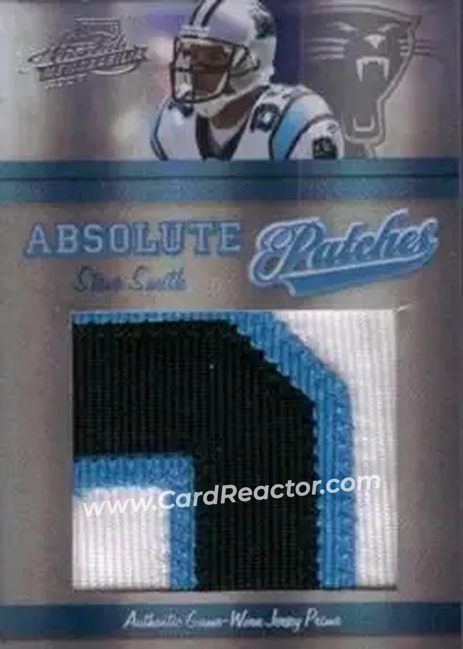 2007 Playoff Absolute Memorabilia - Absolute Patches Prime #AP-15 - Steve Smith Sr. - Carolina Panthers - Front 2007 Playoff Absolute Memorabilia - Absolute Patches Prime #AP-15 - Steve Smith Sr. - Carolina Panthers - Front