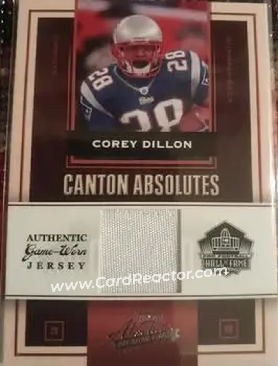 2007 Playoff Absolute Memorabilia - Canton Absolutes Materials #CA-8 - Corey Dillon - New England Patriots - Front