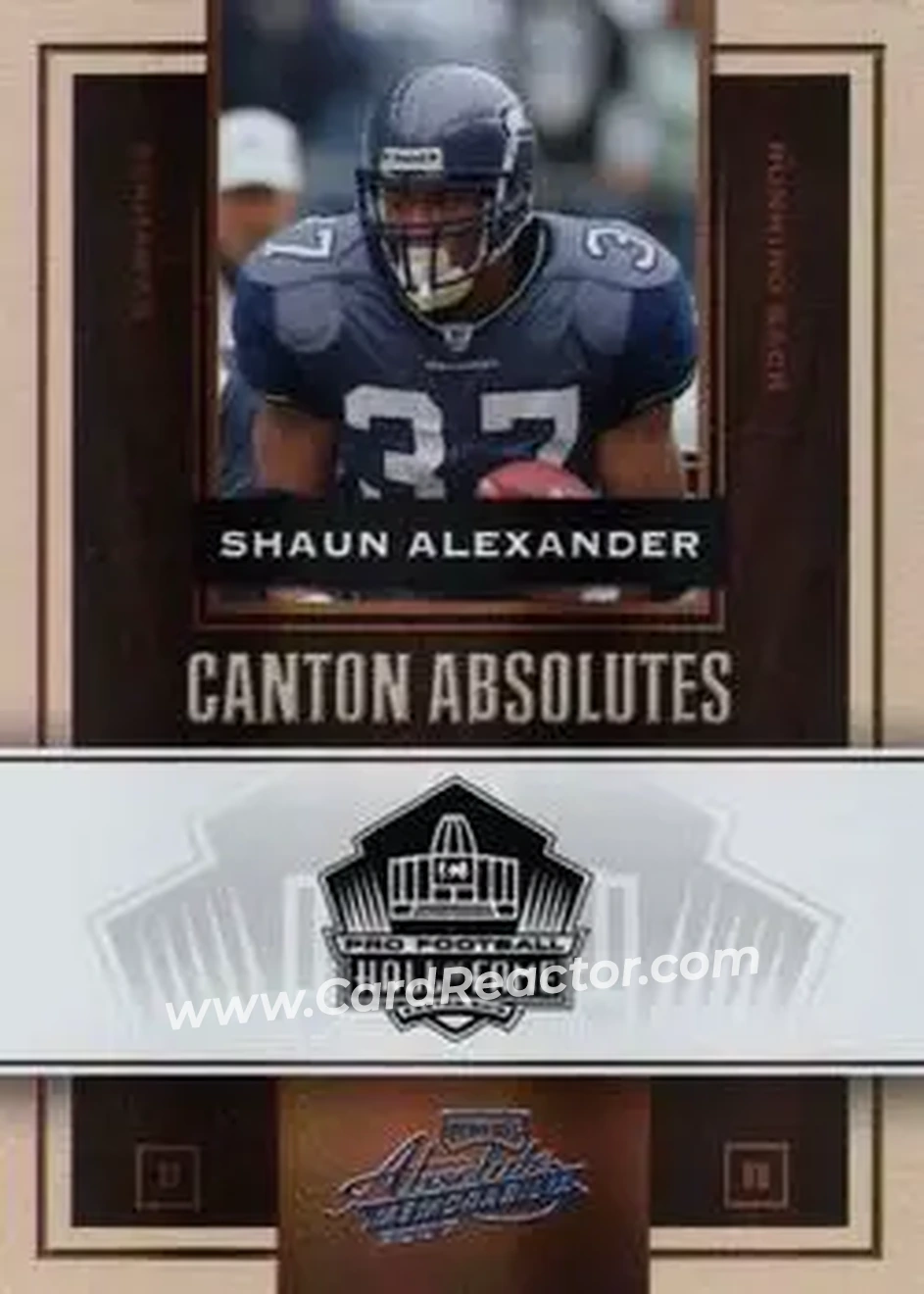 2007 Playoff Absolute Memorabilia - Canton Absolutes Spectrum #CA-25 - Shaun Alexander - Seattle Seahawks - Front 2007 Playoff Absolute Memorabilia - Canton Absolutes Spectrum #CA-25 - Shaun Alexander - Seattle Seahawks - Front