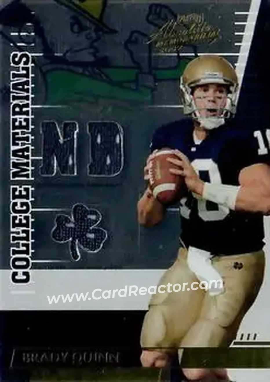 2007 Playoff Absolute Memorabilia - College Materials #CM-6 - Brady Quinn - Notre Dame Fighting Irish - Front 2007 Playoff Absolute Memorabilia - College Materials #CM-6 - Brady Quinn - Notre Dame Fighting Irish - Front