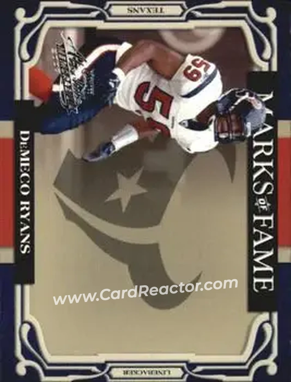 2007 Playoff Absolute Memorabilia - Marks of Fame #MOF-7 - DeMeco Ryans - Houston Texans - Front 2007 Playoff Absolute Memorabilia - Marks of Fame #MOF-7 - DeMeco Ryans - Houston Texans - Front