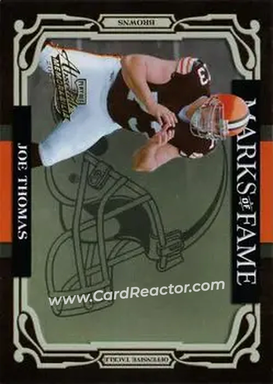2007 Playoff Absolute Memorabilia - Marks of Fame Gold #MOF-18 - Joe Thomas - Cleveland Browns - Front 2007 Playoff Absolute Memorabilia - Marks of Fame Gold #MOF-18 - Joe Thomas - Cleveland Browns - Front