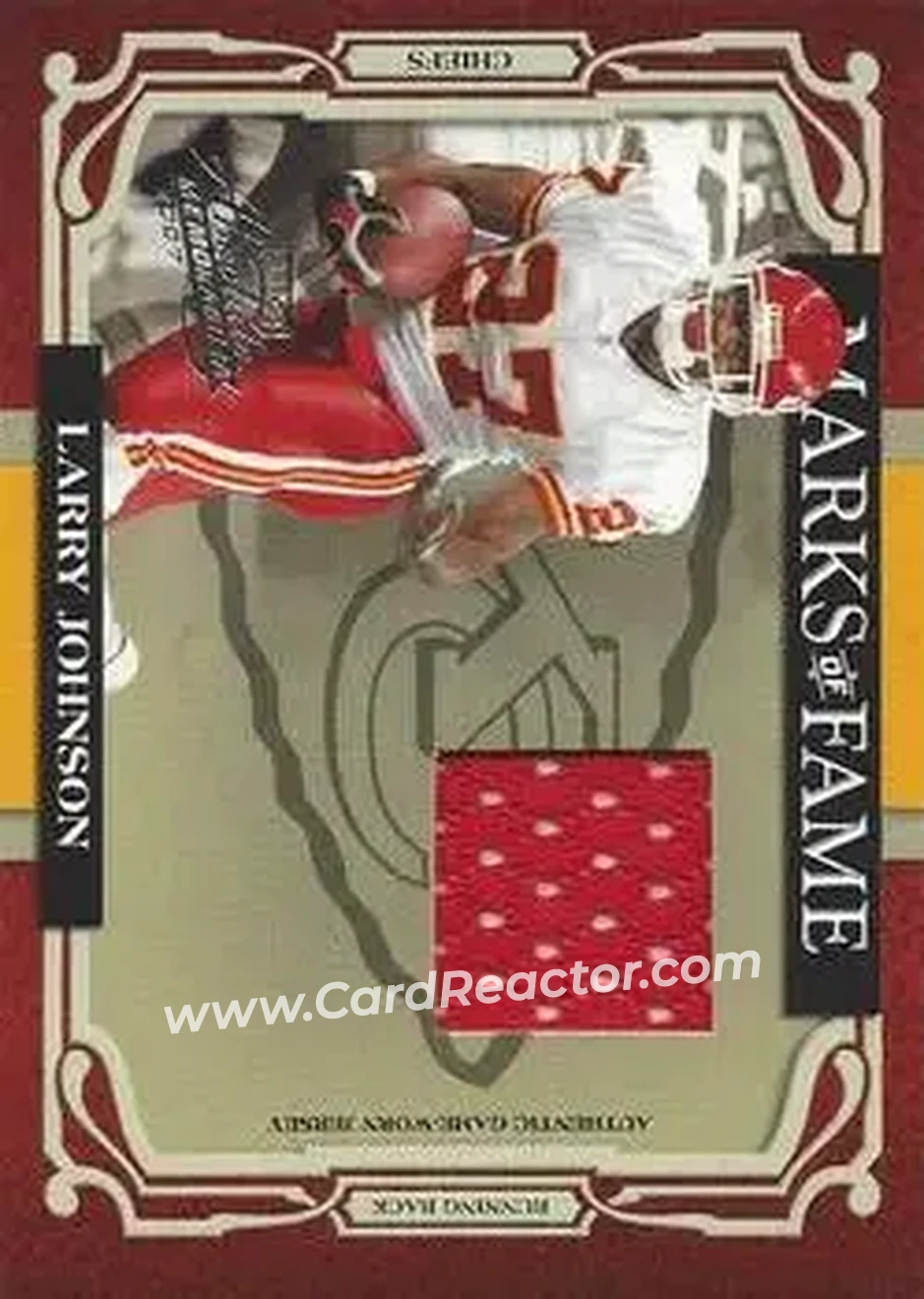 2007 Playoff Absolute Memorabilia - Marks of Fame Materials #MOF-16 - Larry Johnson - Kansas City Chiefs - Front