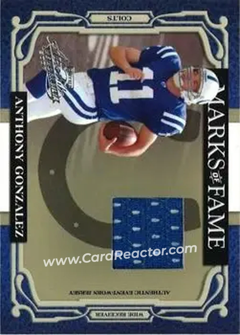 2007 Playoff Absolute Memorabilia - Marks of Fame Materials #MOF-27 - Anthony Gonzalez - Indianapolis Colts - Front