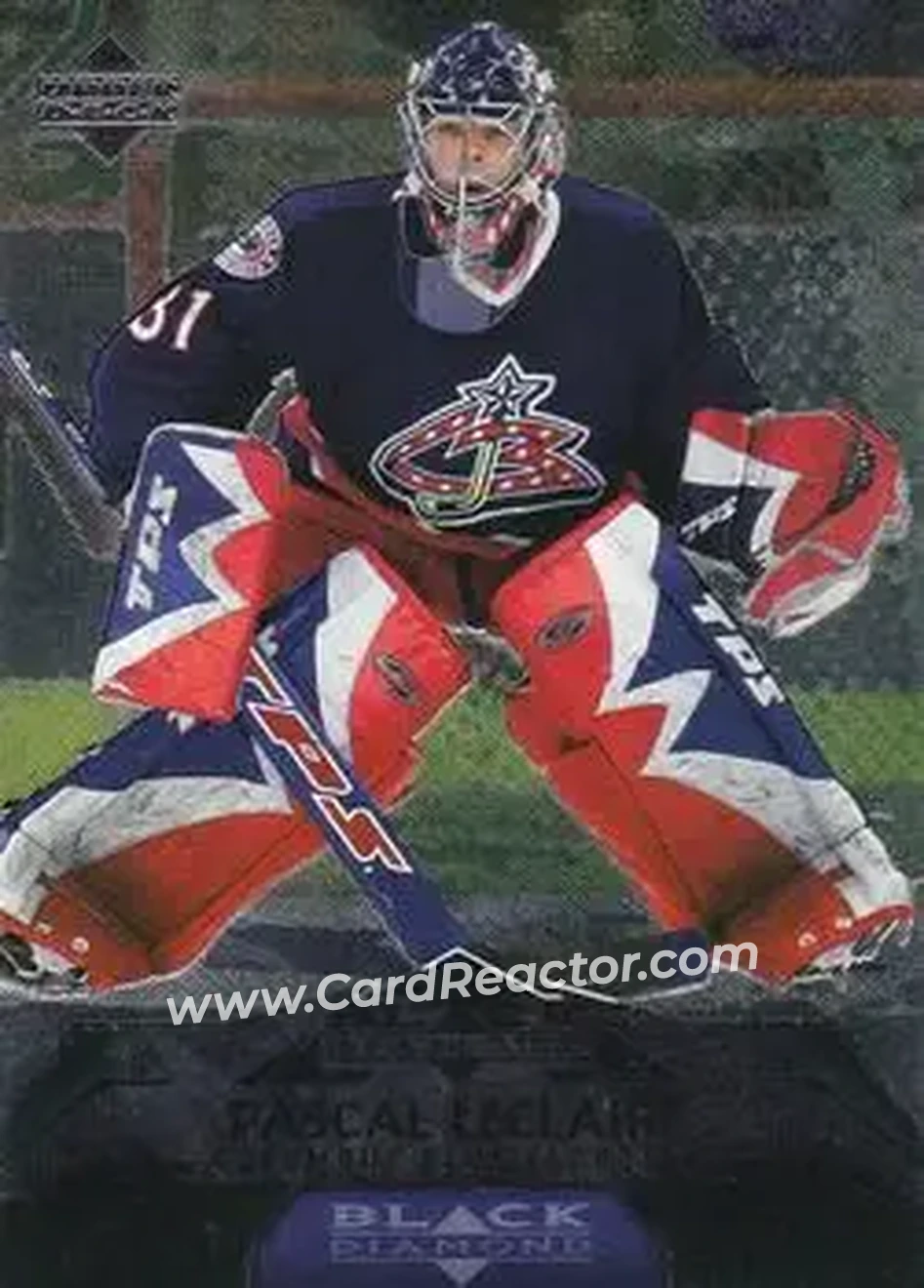 2007-08 Upper Deck Black Diamond #23 - Pascal Leclaire - Columbus Blue Jackets - Front 2007-08 Upper Deck Black Diamond #23 - Pascal Leclaire - Columbus Blue Jackets - Front
