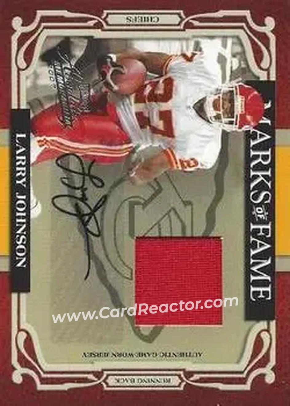 2007 Playoff Absolute Memorabilia - Marks of Fame Materials Autographs #MOF-16 - Larry Johnson - Kansas City Chiefs - Front