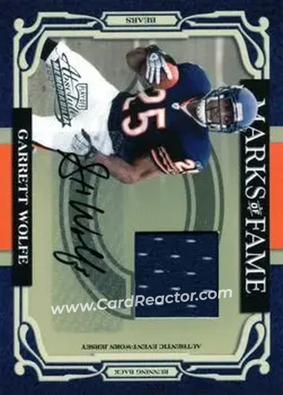2007 Playoff Absolute Memorabilia - Marks of Fame Materials Autographs #MOF-37 - Garrett Wolfe - Chicago Bears - Front